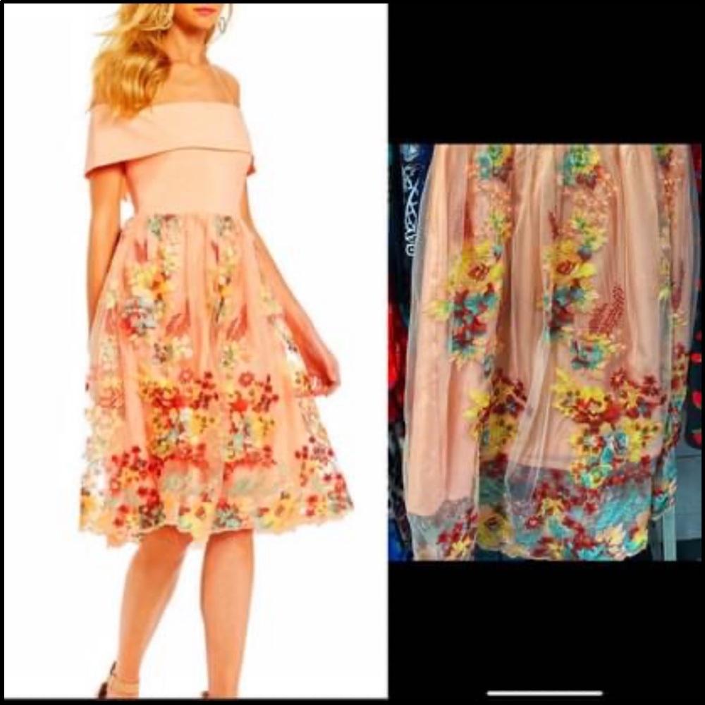 Off shoulder Gianni Bini tea length dress